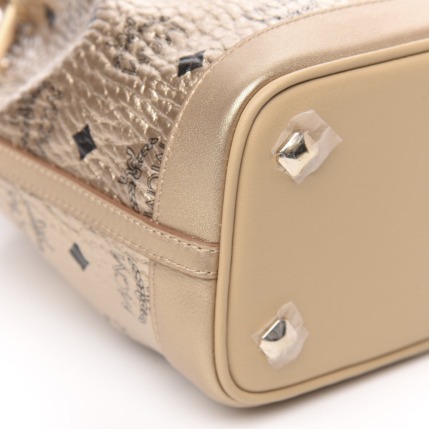 Metallic Visetos Zoo Dog Drawstring Bucket Bag Gold