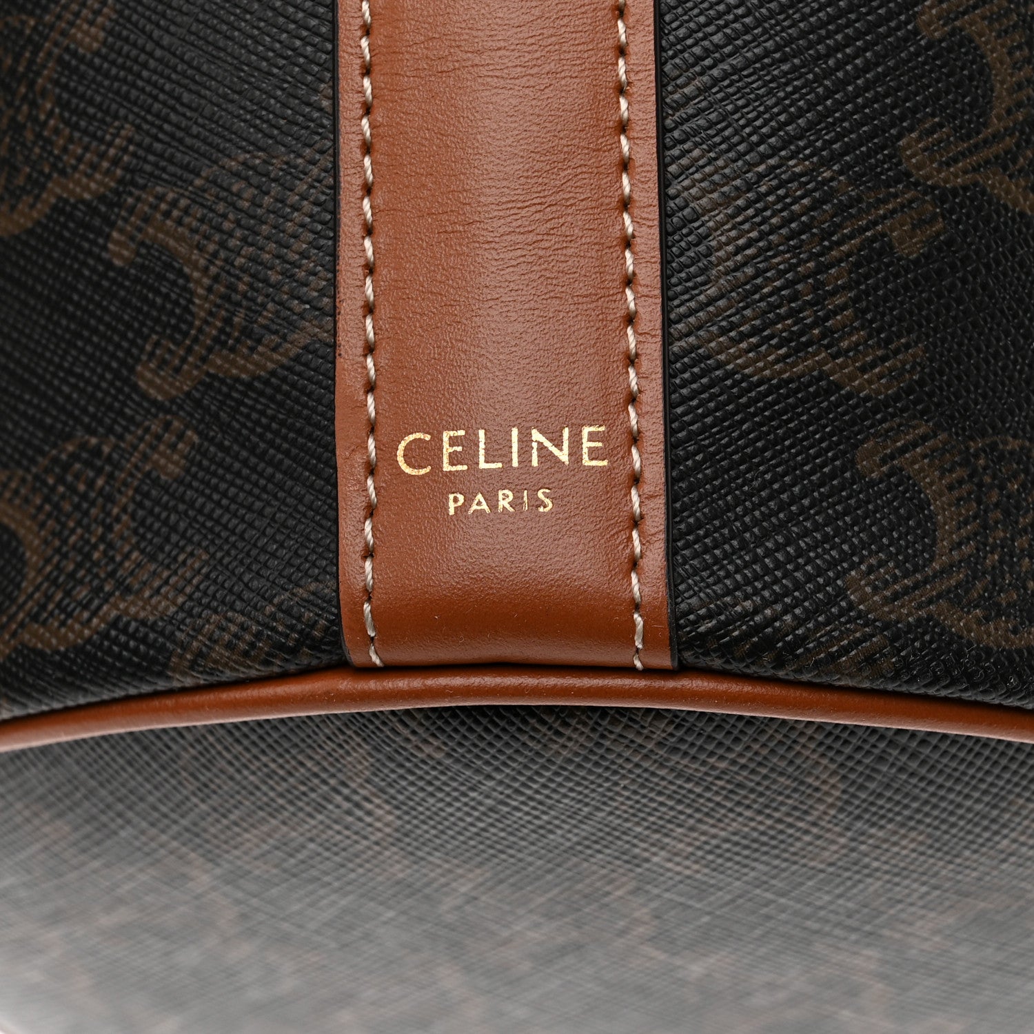 Celine Triomphe Canvas Calfskin Small Drawstring Bucket Bag Tan 6 of 10