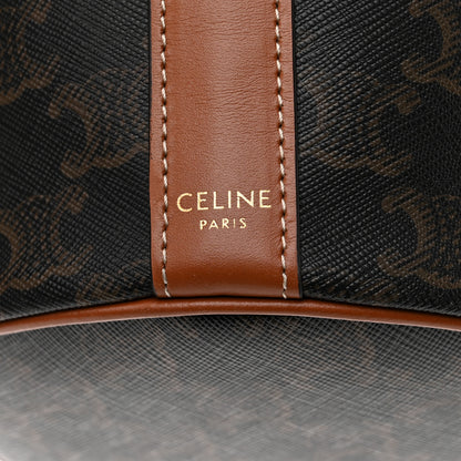 Celine Triomphe Canvas Calfskin Small Drawstring Bucket Bag Tan 6 of 10