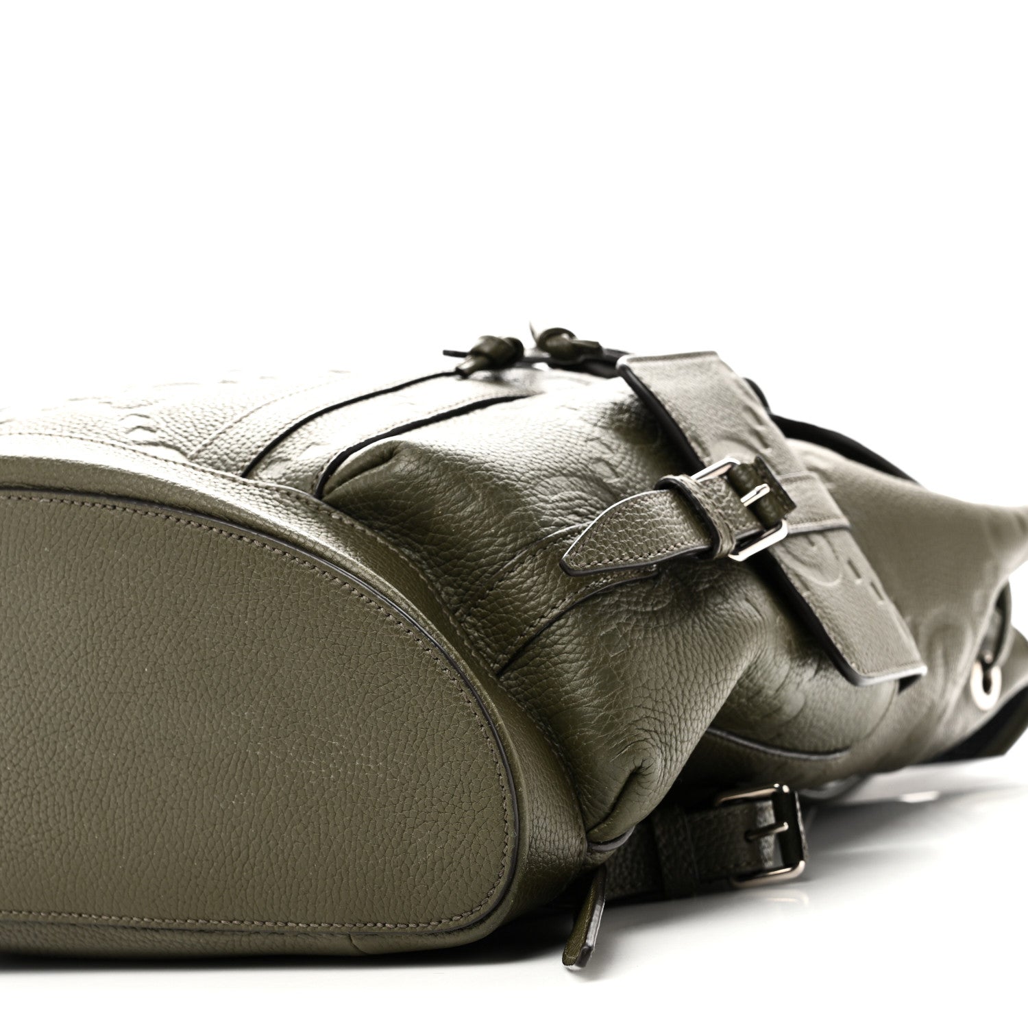 Gucci Piuma Calfskin Jumbo GG Embossed Double Buckle Backpack Dark Vintage Olive 10 of 10
