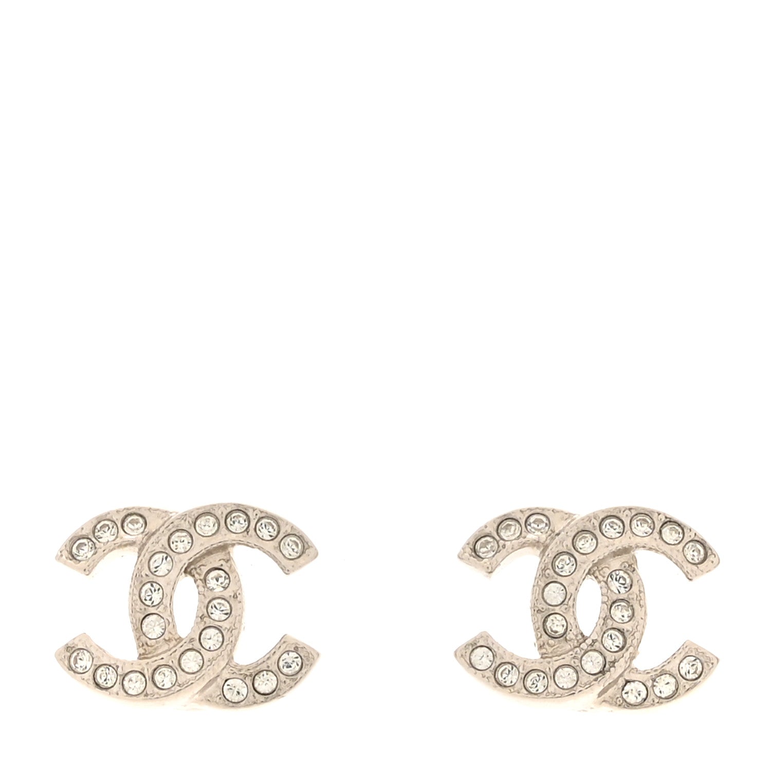 Chanel Crystal Mini Timeless CC Earrings Silver 1 of 5