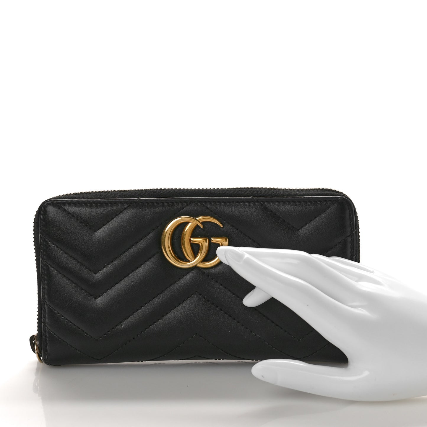 Calfskin Matelasse GG Marmont Zip Around Wallet Black