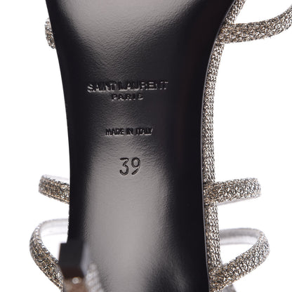 Saint Laurent Metallic Mesh Kate 80 Strap Sandals 39 Platino 6 of 8