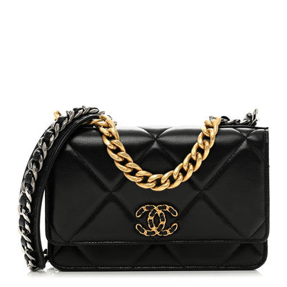 Chanel Lambskin Quilted Chanel 19 Wallet On Chain WOC Black 1 of 11