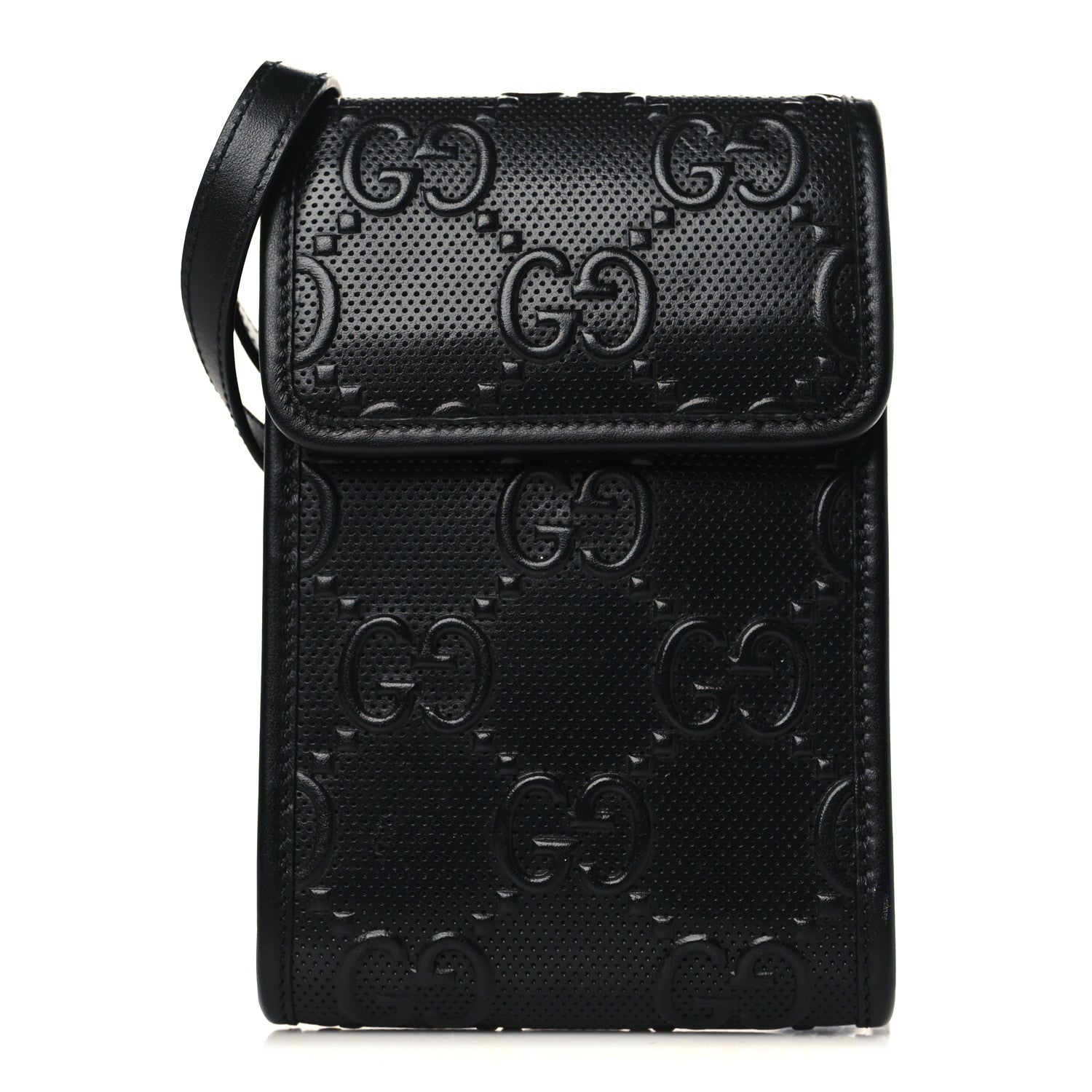 Gucci Calfskin GG Tennis Embossed Mini Crossbody Bag Black 1 of 7