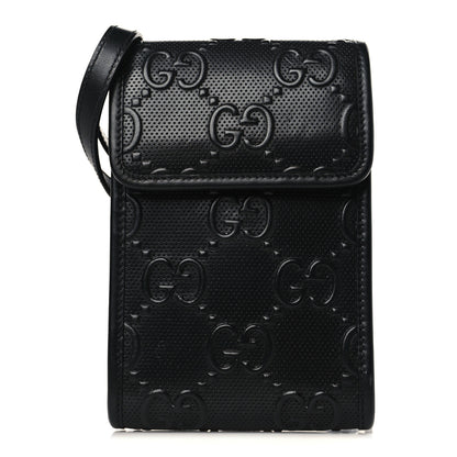 Gucci Calfskin GG Tennis Embossed Mini Crossbody Bag Black 1 of 7