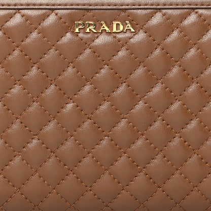 Prada Soft Calf Quilted Zip Around Wallet Cannella 7 of 9
