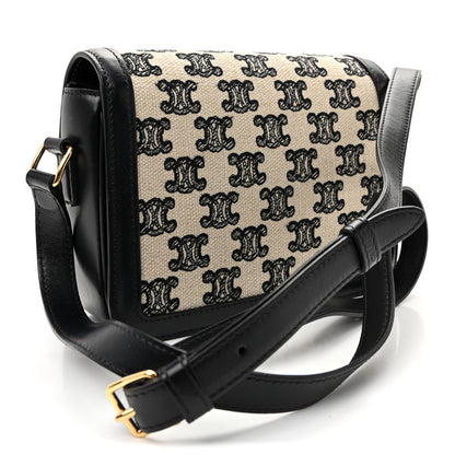 Celine Canvas Calfskin Triomphe Embroidered Teen Triomphe Bag Black 3 of 11
