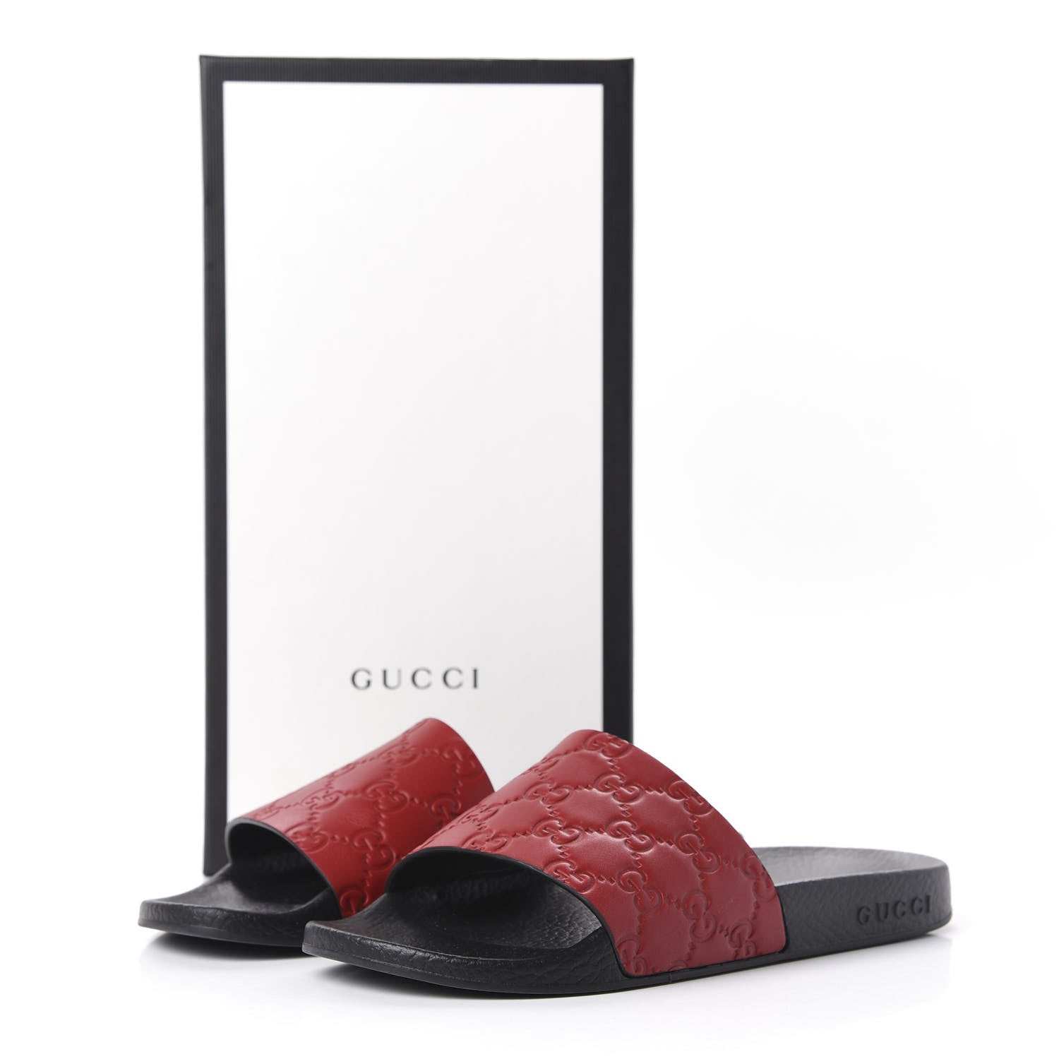 Gucci Guccissima Signature Slide Sandals 37 Hibiscus Red 10 of 10
