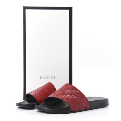 Gucci Guccissima Signature Slide Sandals 37 Hibiscus Red 10 of 10