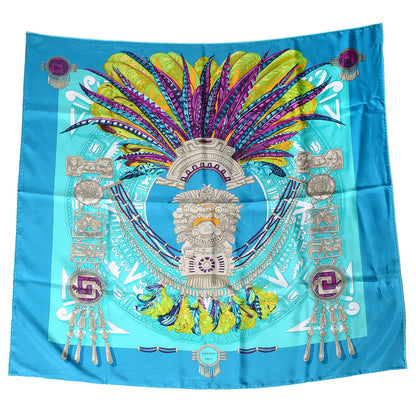 Hermes Silk Mexique Scarf 90 Cobalt Turquoise 2 of 6