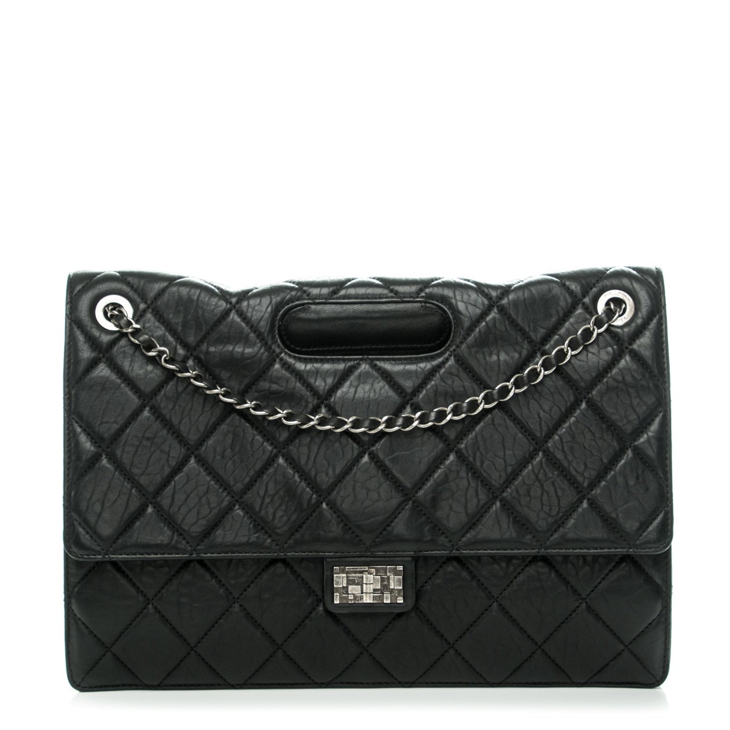 Washed Lambskin Maxi Take Away Flap Bag Black