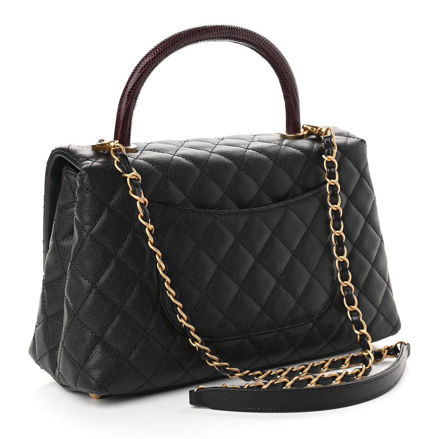 Chanel Caviar Lizard Quilted Small Coco Handle Flap Black 2 of 9