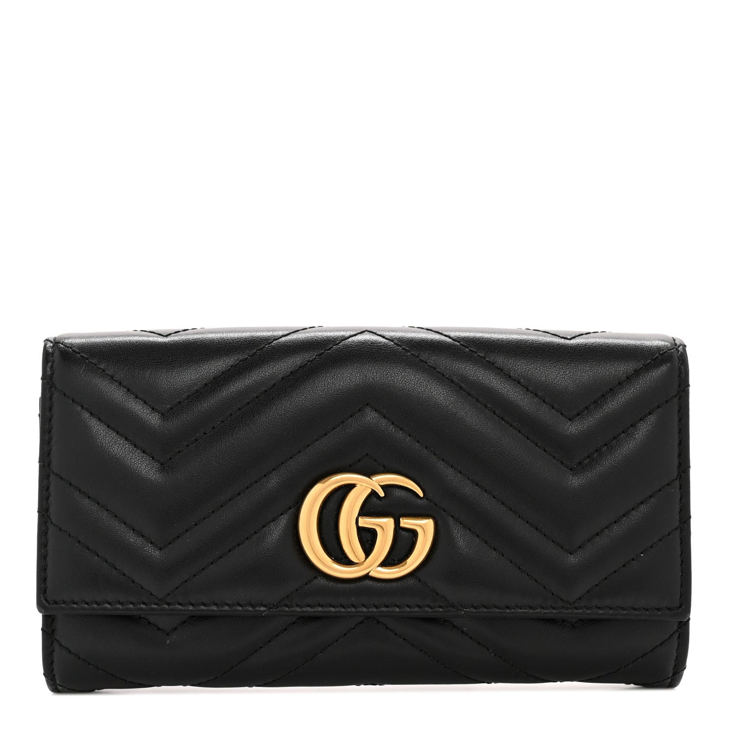 Gucci Calfskin Matelasse GG Marmont Continental Wallet Black 1 of 10