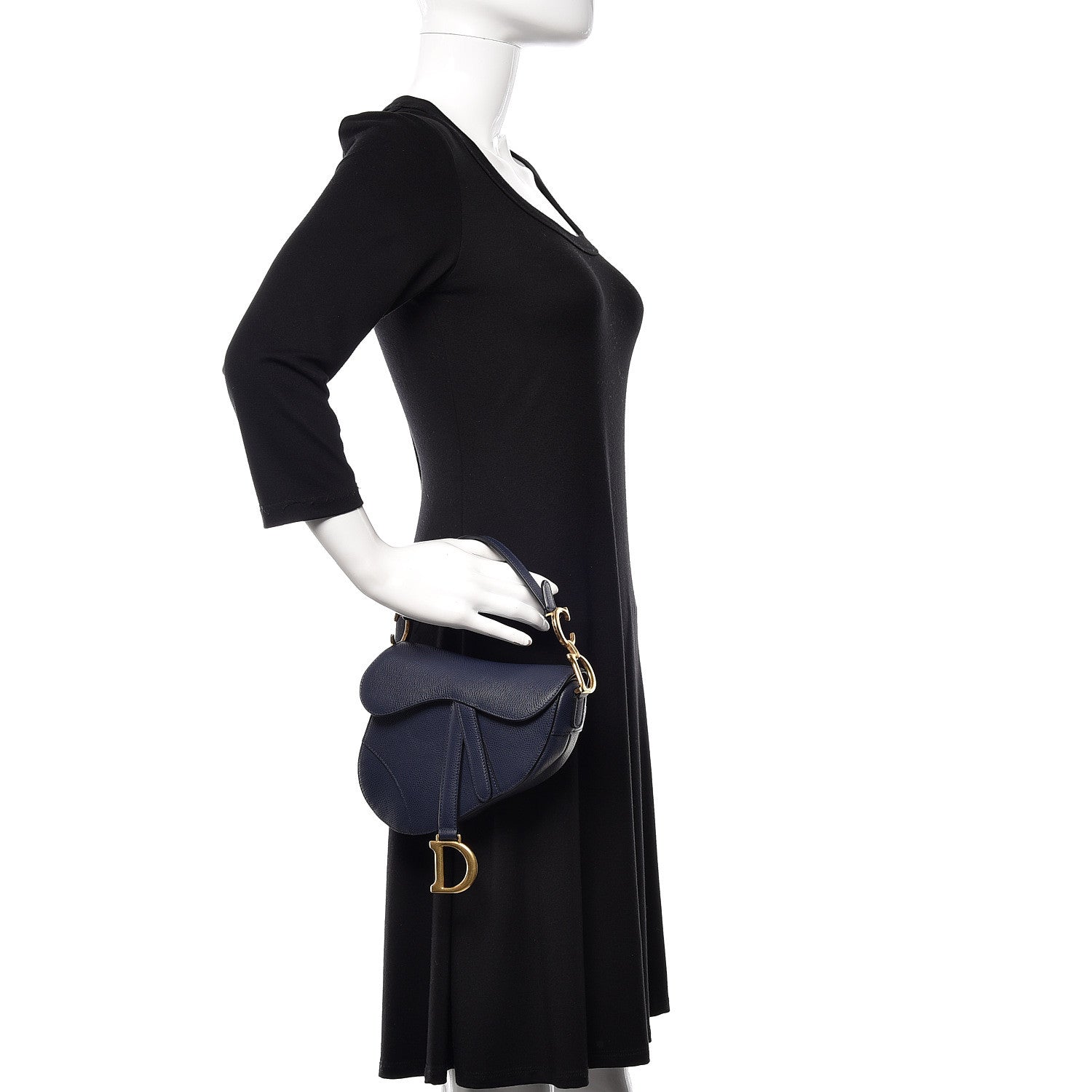 Christian Dior Grained Calfskin Mini Saddle Bag Navy 2 of 9