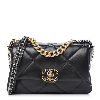 Chanel Lambskin Quilted Medium 19 Flap Black 1 of 11
