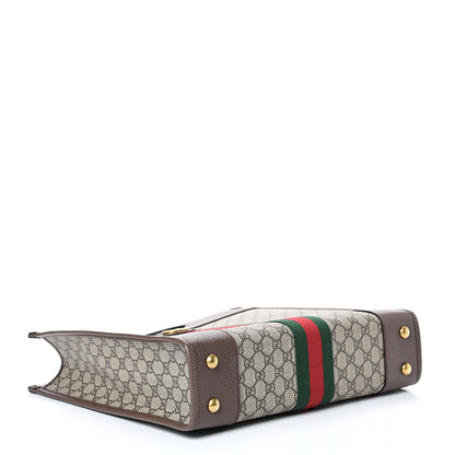 Gucci GG Supreme Monogram Textured Calfskin Web Medium Ophidia Slip Handle Tote Beige Ebony New Acero 3 of 10