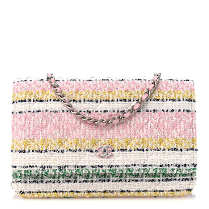 Chanel Metallic Tweed Quilted Wallet On Chain WOC White Multicolor 1 of 12