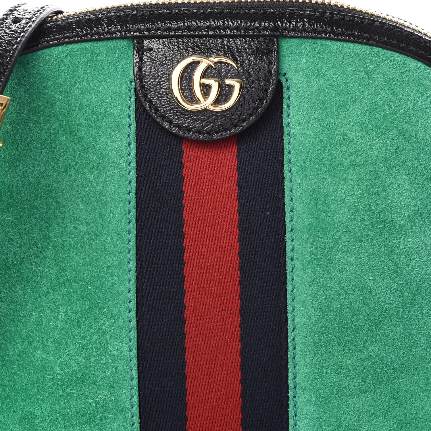 Gucci Suede Patent GG Web Small Ophidia Dome Shoulder Bag New Shamarock Black 9 of 9