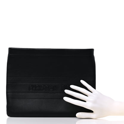 Christian Dior Calfskin Embossed Logo Zip Clutch Black 2 of 8