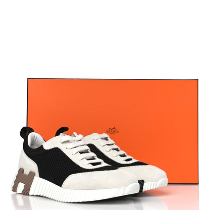 Hermes Air Mesh Suede Goatskin Bouncing Sneakers 36.5 Black White 8 of 8