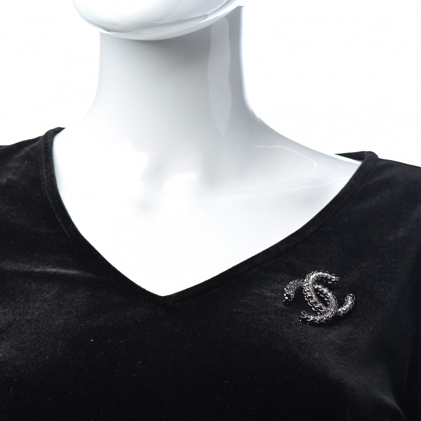 Ruthenium Enamel CC Brooch Iridescent Blue