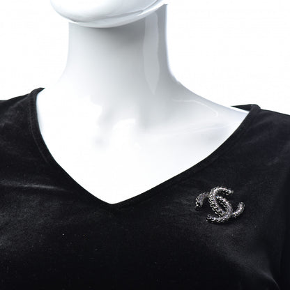 Chanel Ruthenium Enamel CC Brooch Iridescent Blue 2 of 4