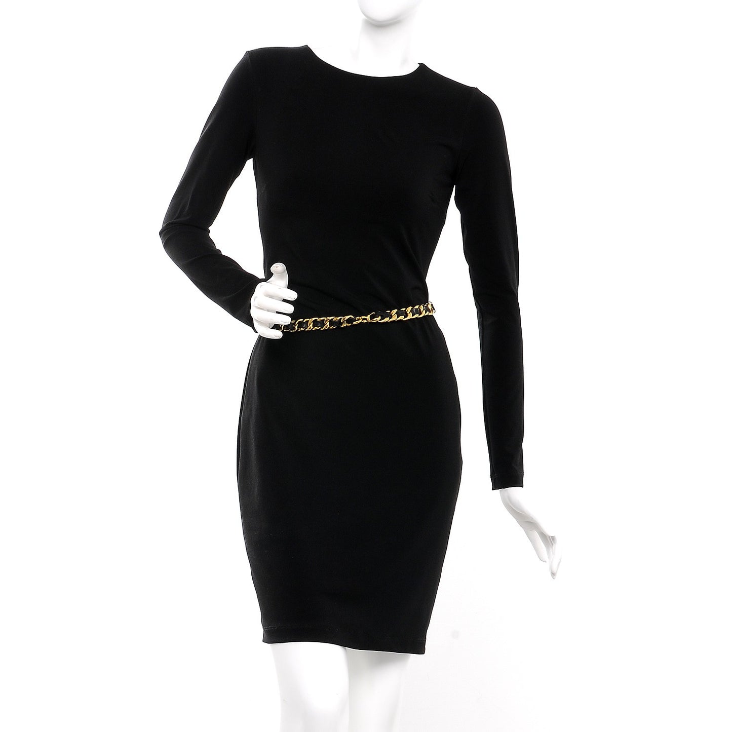 Lambskin Chain CC Belt Black Gold