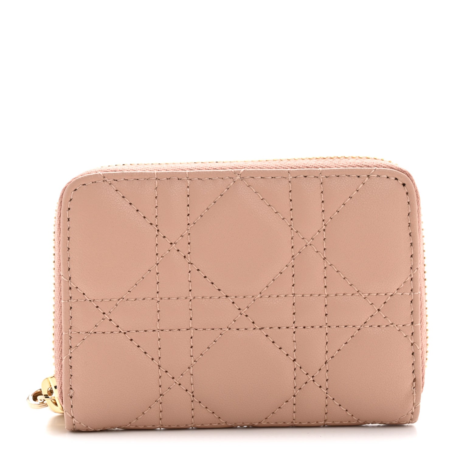 Christian Dior Lambskin Cannage Small Lady Dior Voyageur Coin Purse Rose Des Vents 1 of 8