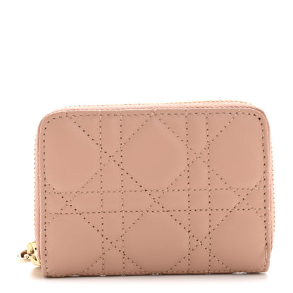 Christian Dior Lambskin Cannage Small Lady Dior Voyageur Coin Purse Rose Des Vents 1 of 8