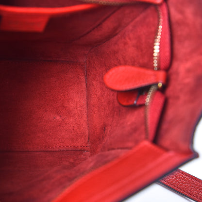 Celine Drummed Calfskin Nano Luggage Coquelicot 15 of 15