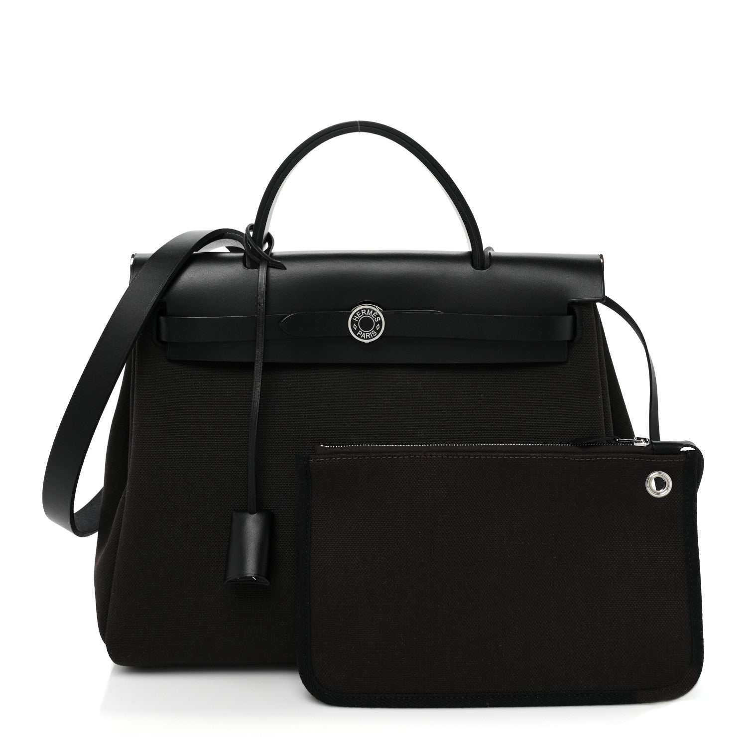 Hermes Military Toile Vache Hunter Herbag Zip Retourne 31 PM Ebene Black 3 of 12