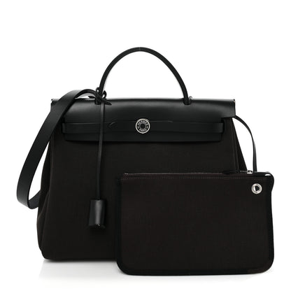 Hermes Military Toile Vache Hunter Herbag Zip Retourne 31 PM Ebene Black 3 of 12