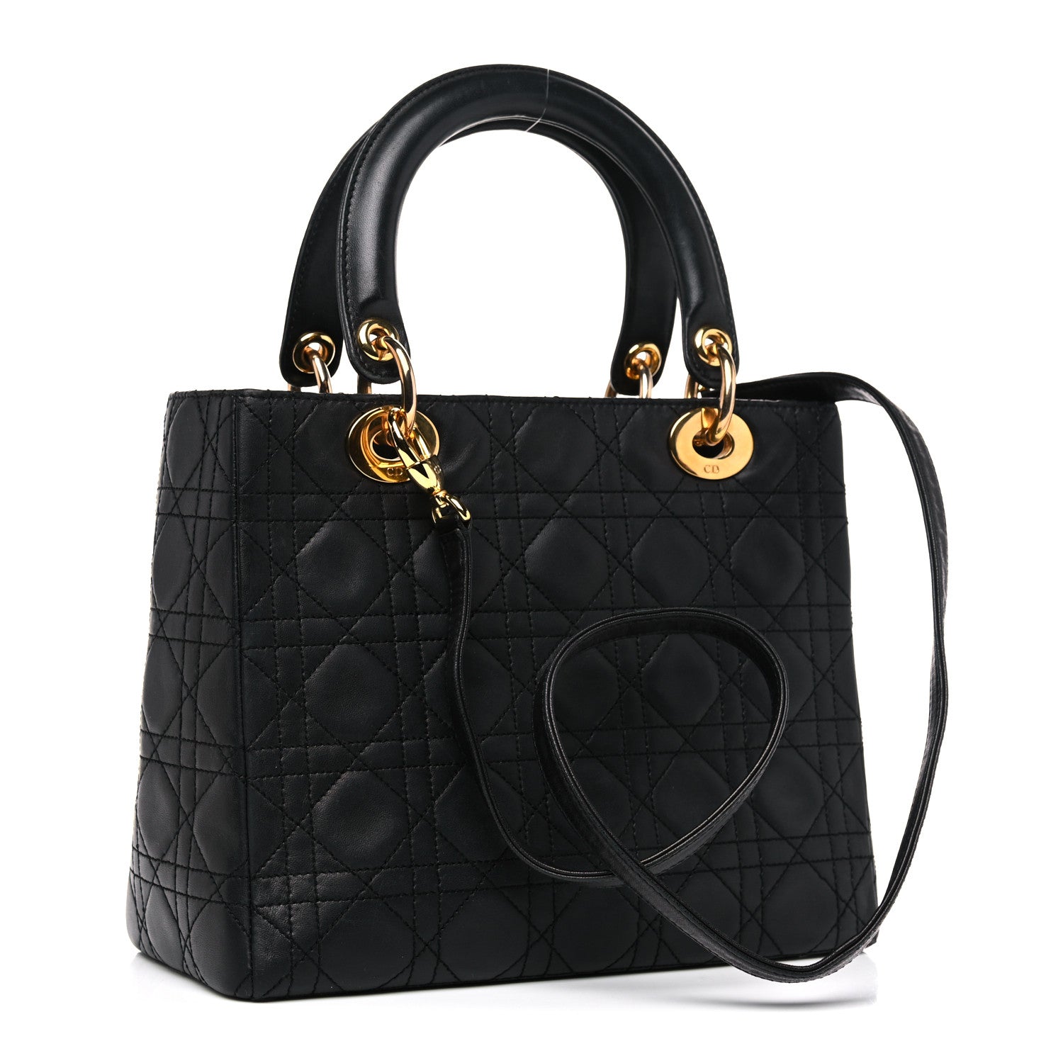 Christian Dior Lambskin Cannage Medium Lady Dior Black 3 of 12