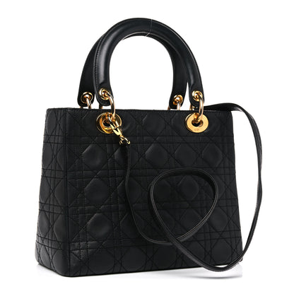 Christian Dior Lambskin Cannage Medium Lady Dior Black 3 of 12
