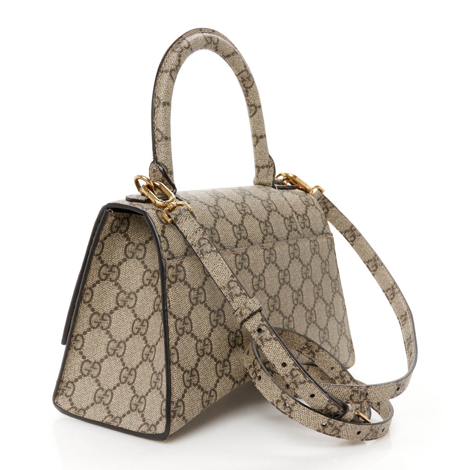 Balenciaga X GUCCI GG Supreme Monogram Small Hourglass Top Handle Bag Beige Ebony 3 of 12
