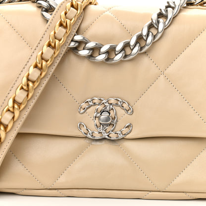 Chanel Lambskin Quilted Medium Chanel 19 Flap Beige 8 of 11