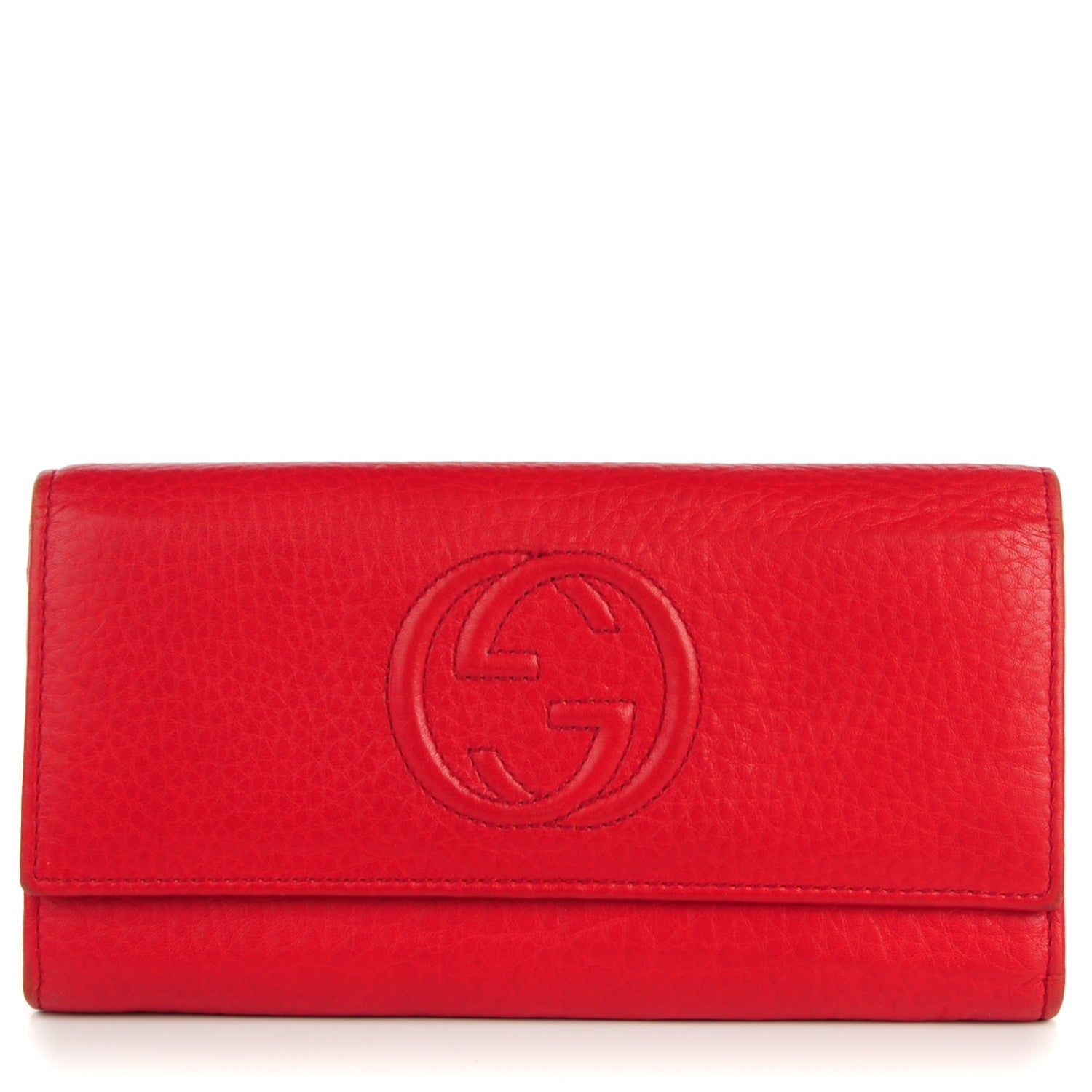 Gucci Pebbled Calfskin Soho Continental Wallet Red 1 of 10