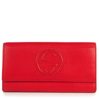 Gucci Pebbled Calfskin Soho Continental Wallet Red 1 of 10