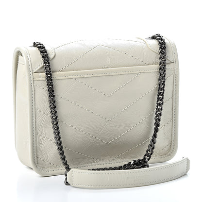 Saint Laurent Crinkled Calfskin Matelasse Monogram Niki Chain Wallet Crema Soft 2 of 8