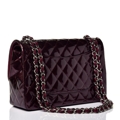Chanel Striated Patent Quilted Jumbo Double Flap Burgundy 2 of 8