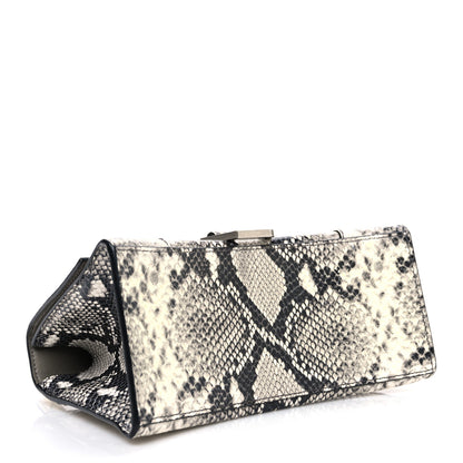 Balenciaga Calfskin Snake Effect Small Hourglass Top Handle Bag Black White 4 of 11