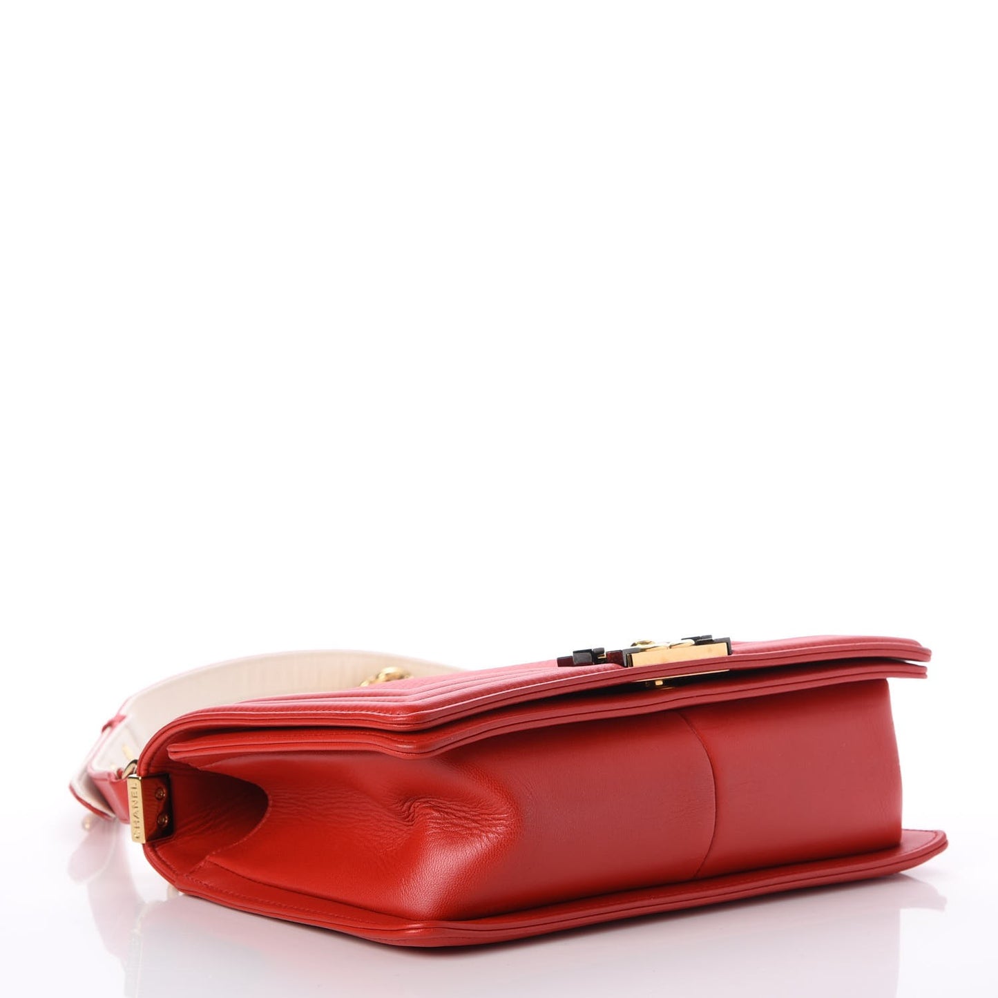 Lambskin Embossed Medium Boy Cube Flap Red