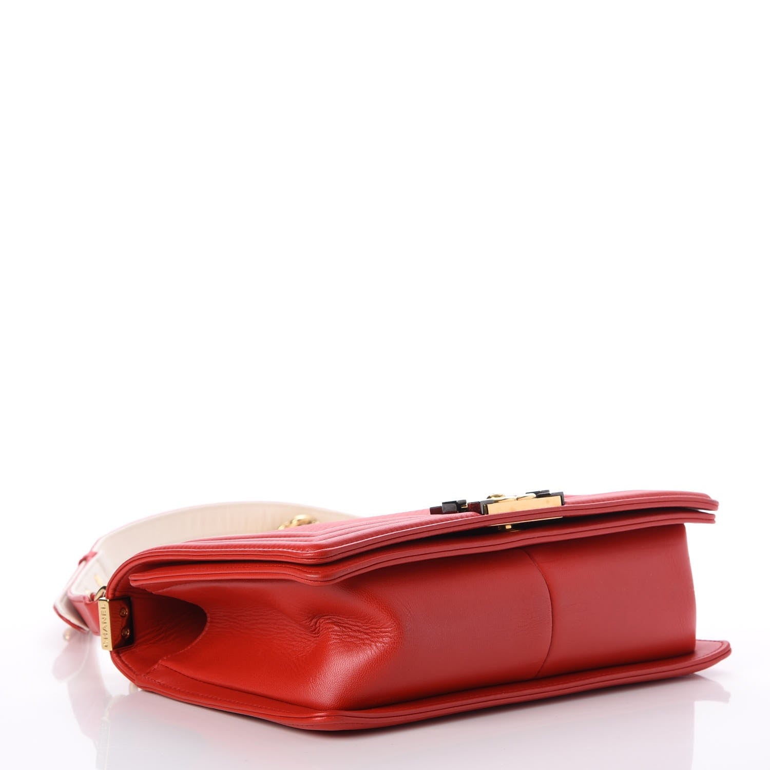 Chanel Lambskin Embossed Medium Boy Cube Flap Red 4 of 7