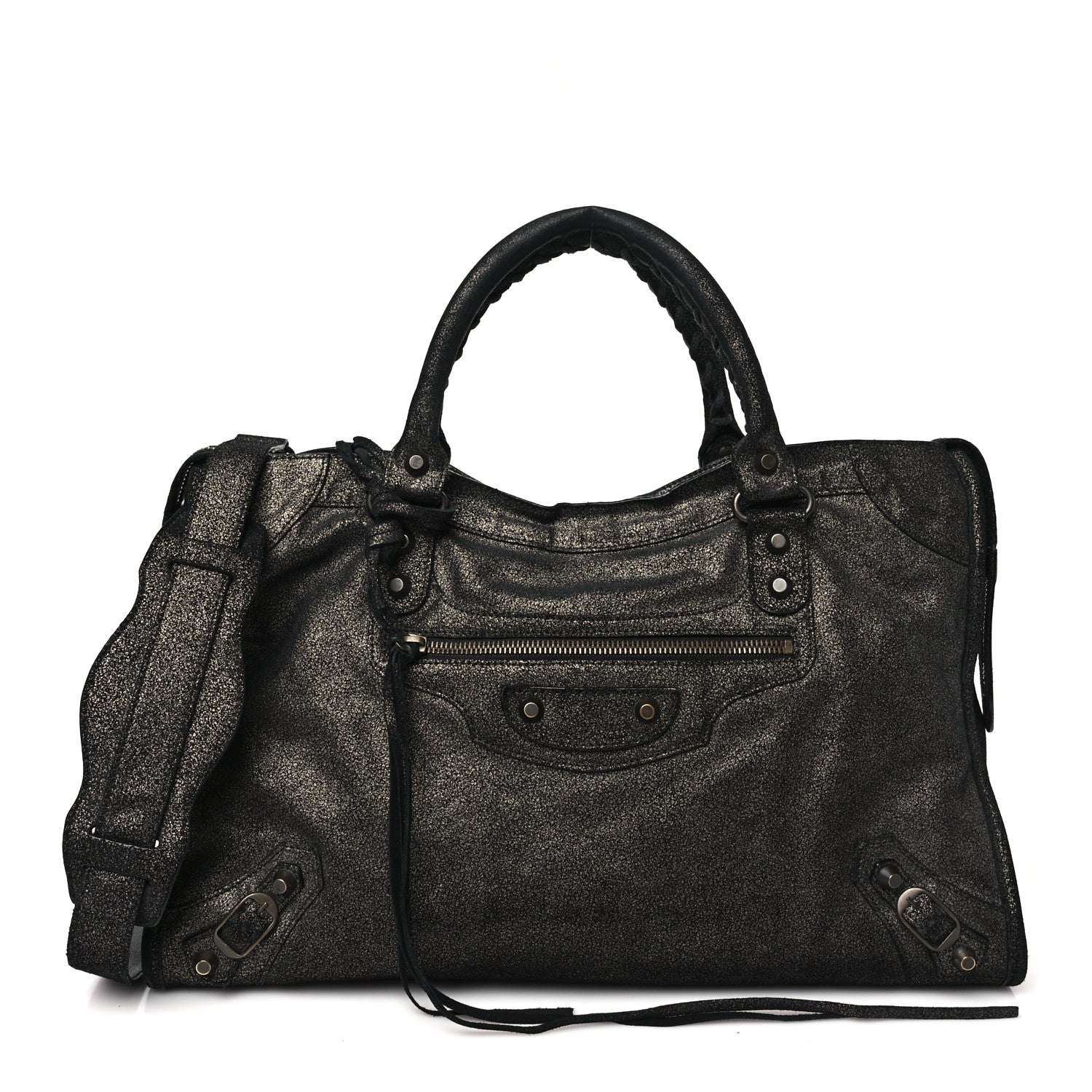 Balenciaga Metallic Craquele Calfskin Classic Hardware City Black 1 of 12