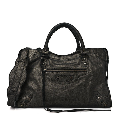 Balenciaga Metallic Craquele Calfskin Classic Hardware City Black 1 of 12