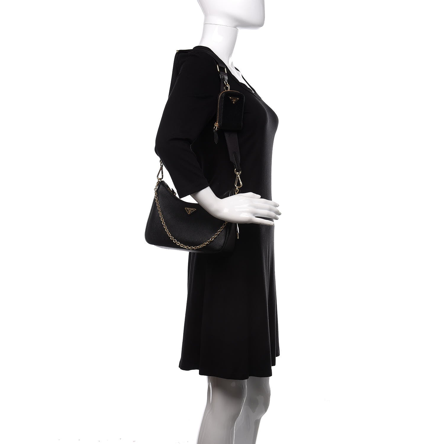 Prada Saffiano Lux Re-Edition 2005 Shoulder Bag Black 2 of 9