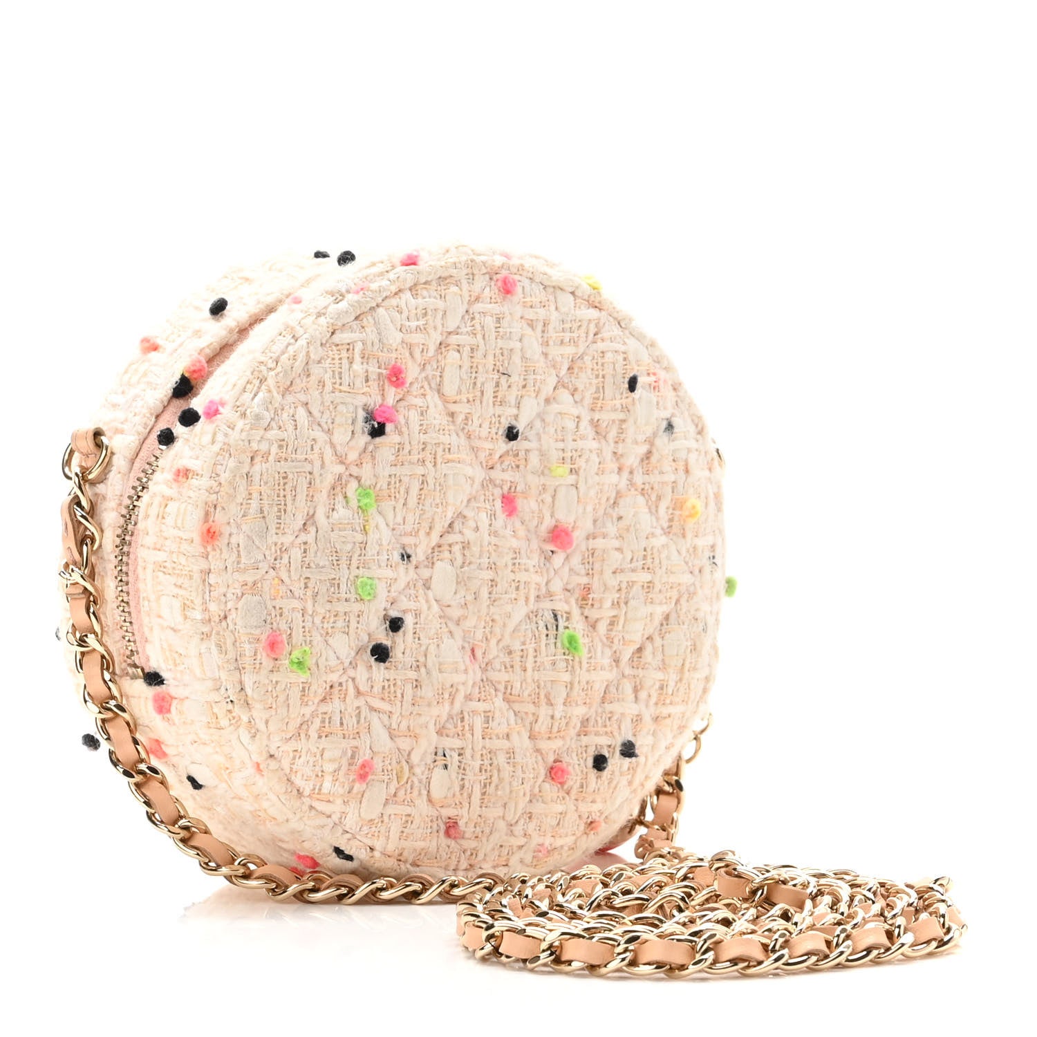 Chanel Tweed Quilted Round Clutch With Chain Multicolor 2 of 10