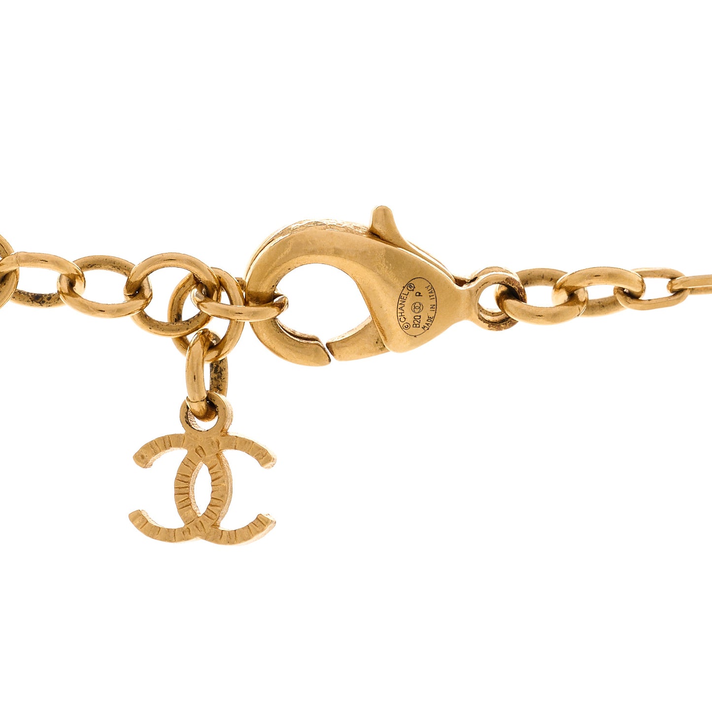 Metal Crystal 90's Icon Logo Necklace Gold