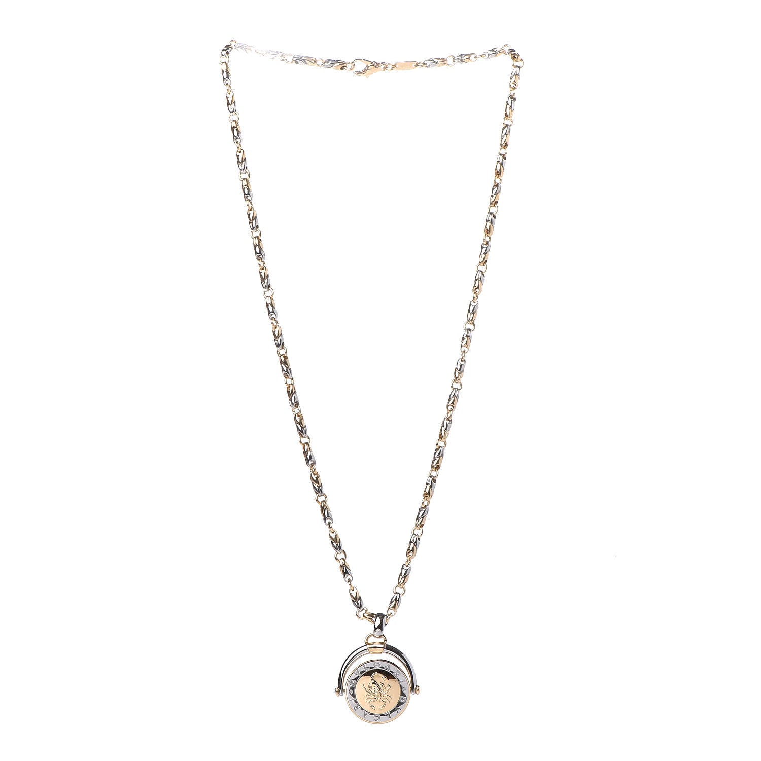 Bulgari 18K Yellow Gold Stainless Steel Scorpio Zodiac Pendant Necklace 3 of 5
